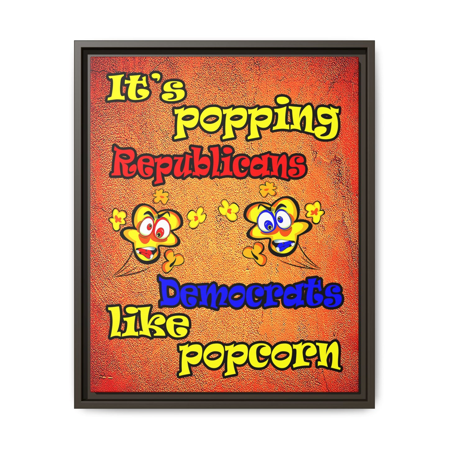 popping like popcorn - framed canvas art (burnt orange)