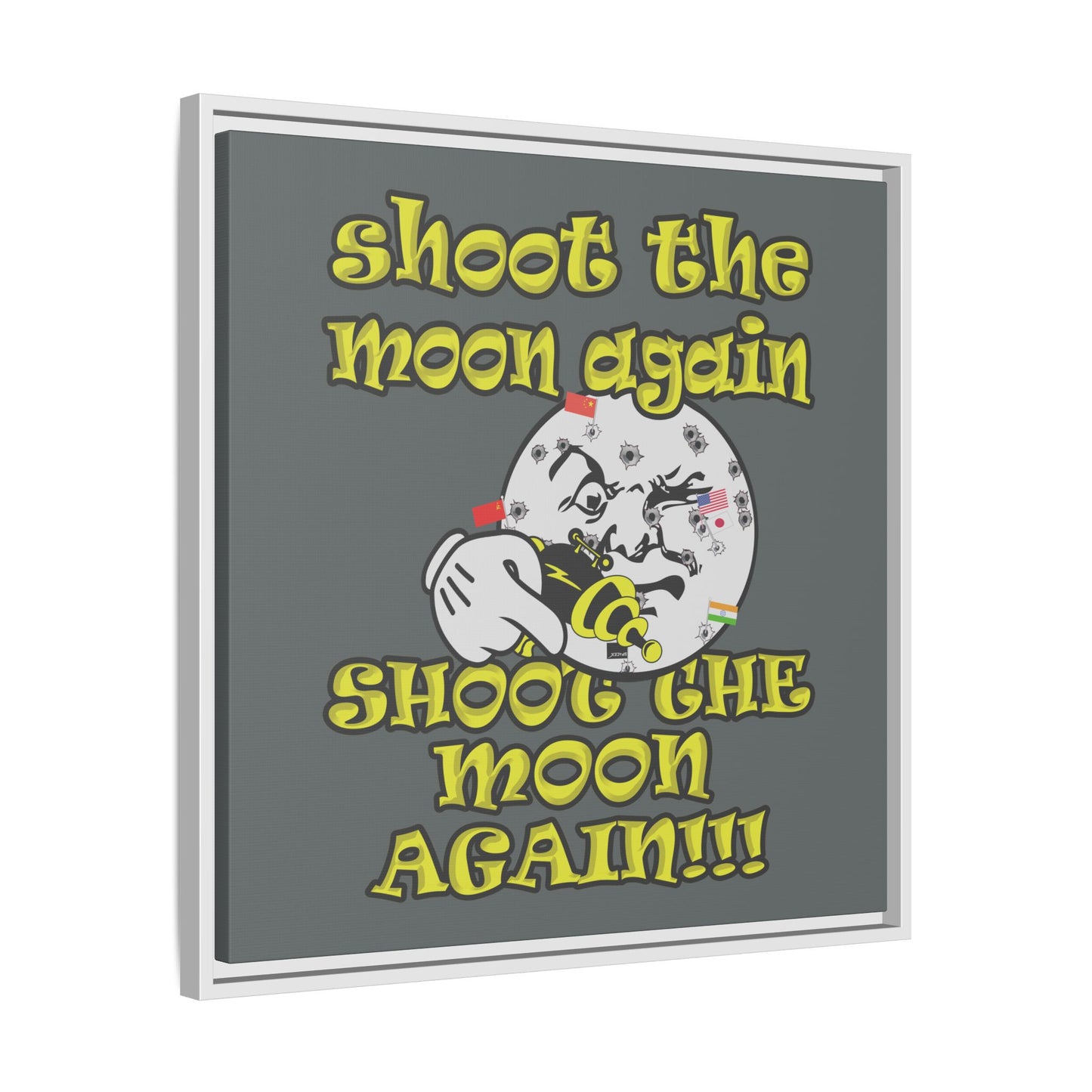 shoot the moon again - framed canvas art (dark grey)