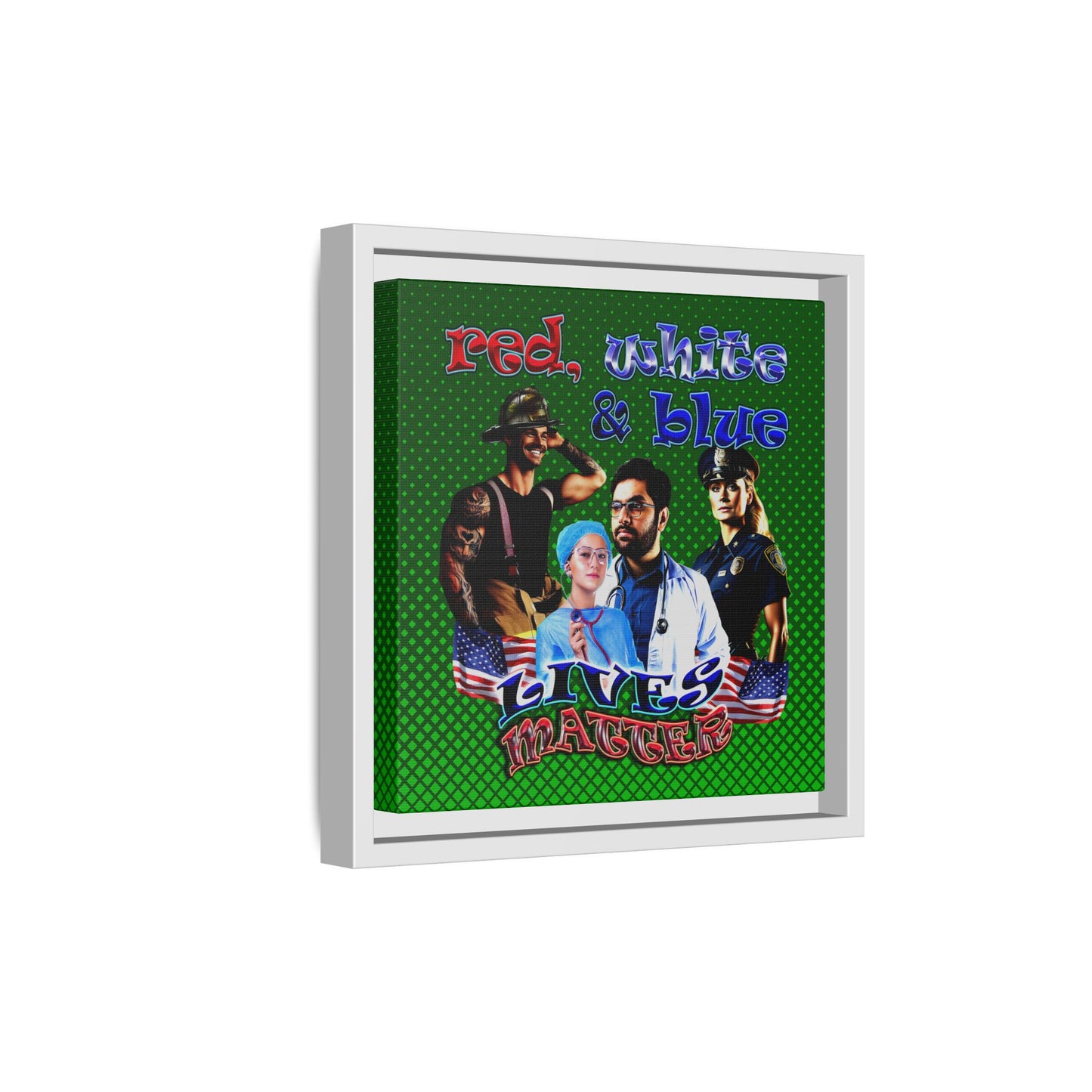 rw&b lives matter - framed canvas art (logo green)