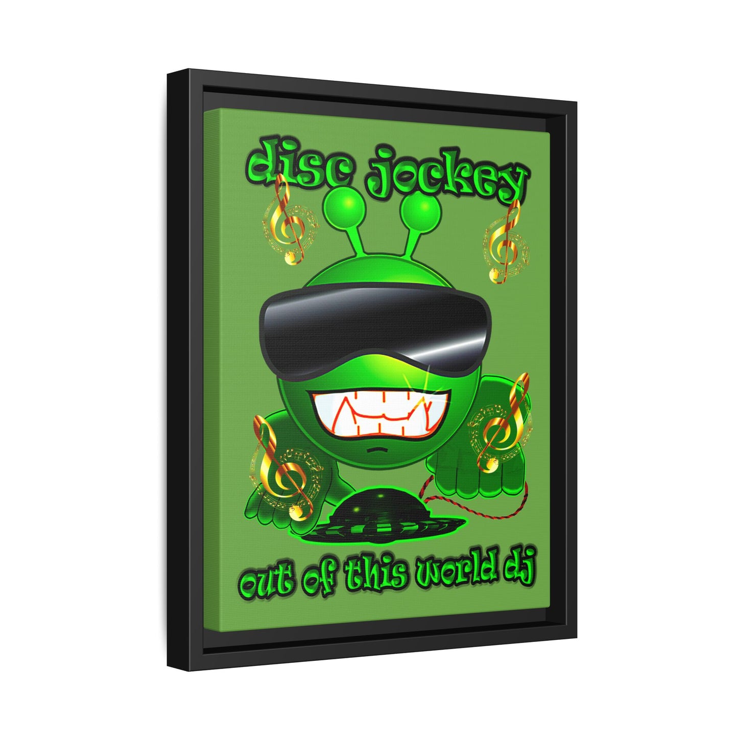 disc jockey - framed canvas art (green)