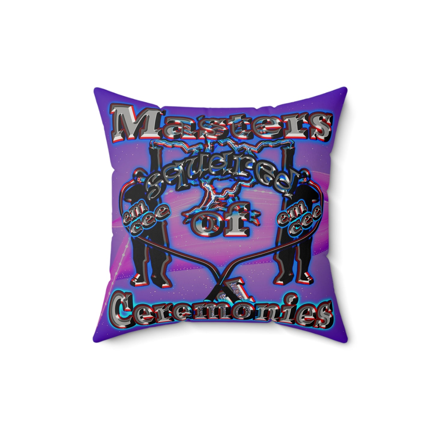 em cee squared - Faux Suede Square Pillow - (purple-pink wave)