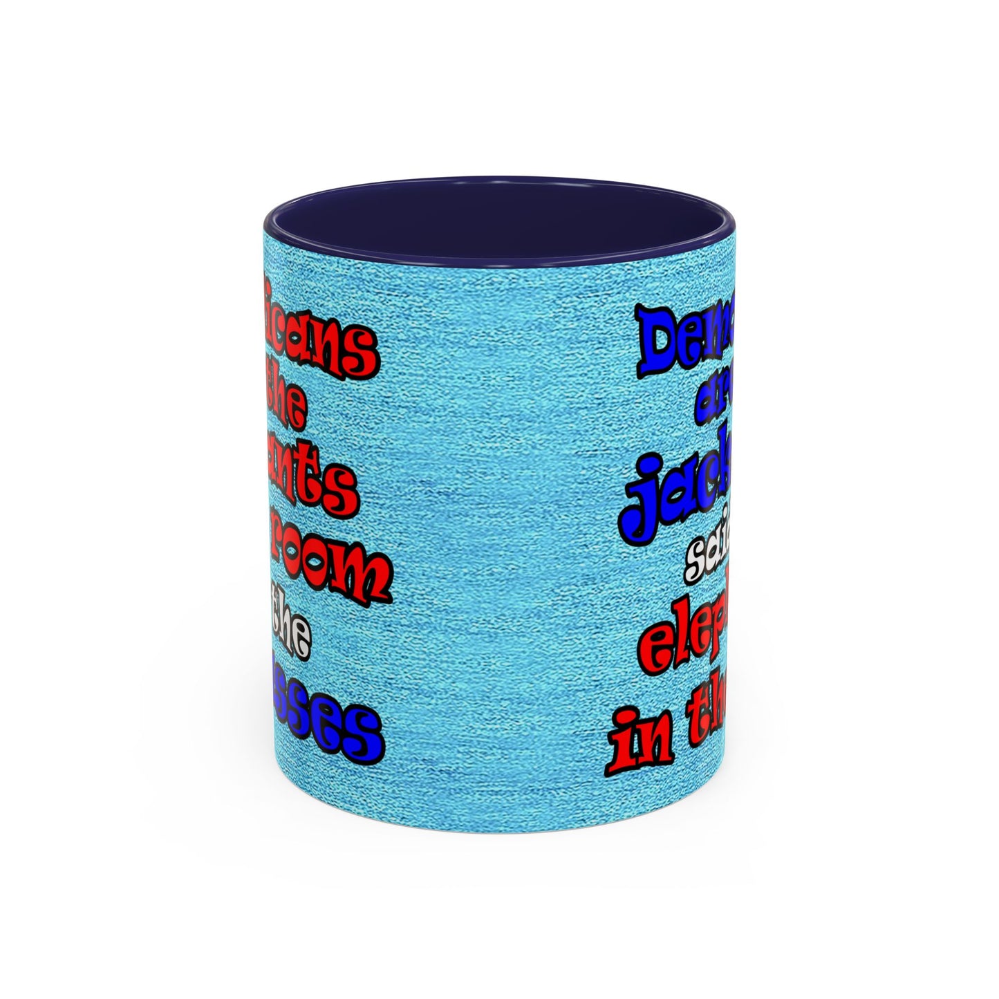 donkeys and elephants - Accent Mug (faded blue)