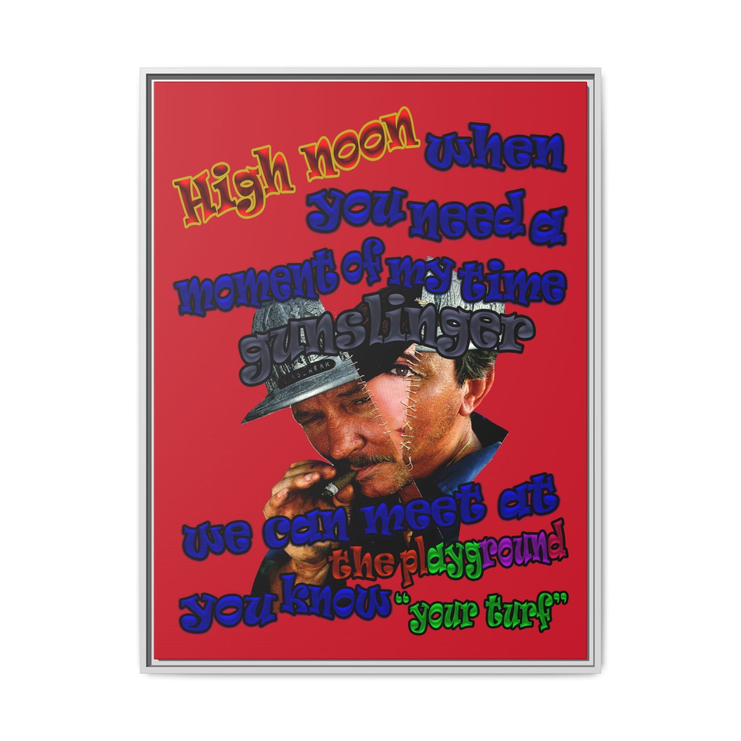 high noon - framed canvas art (dark red)