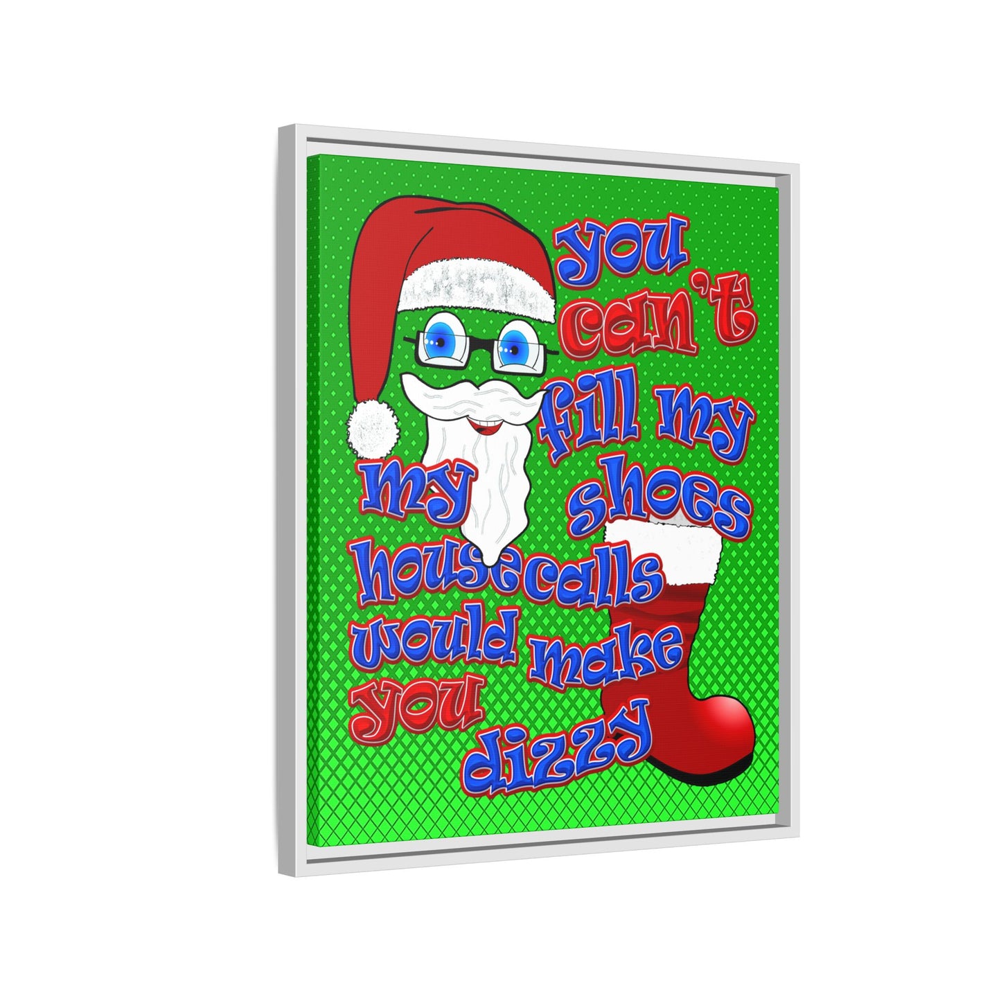 santa's shoes - framed canvas art (logo green)