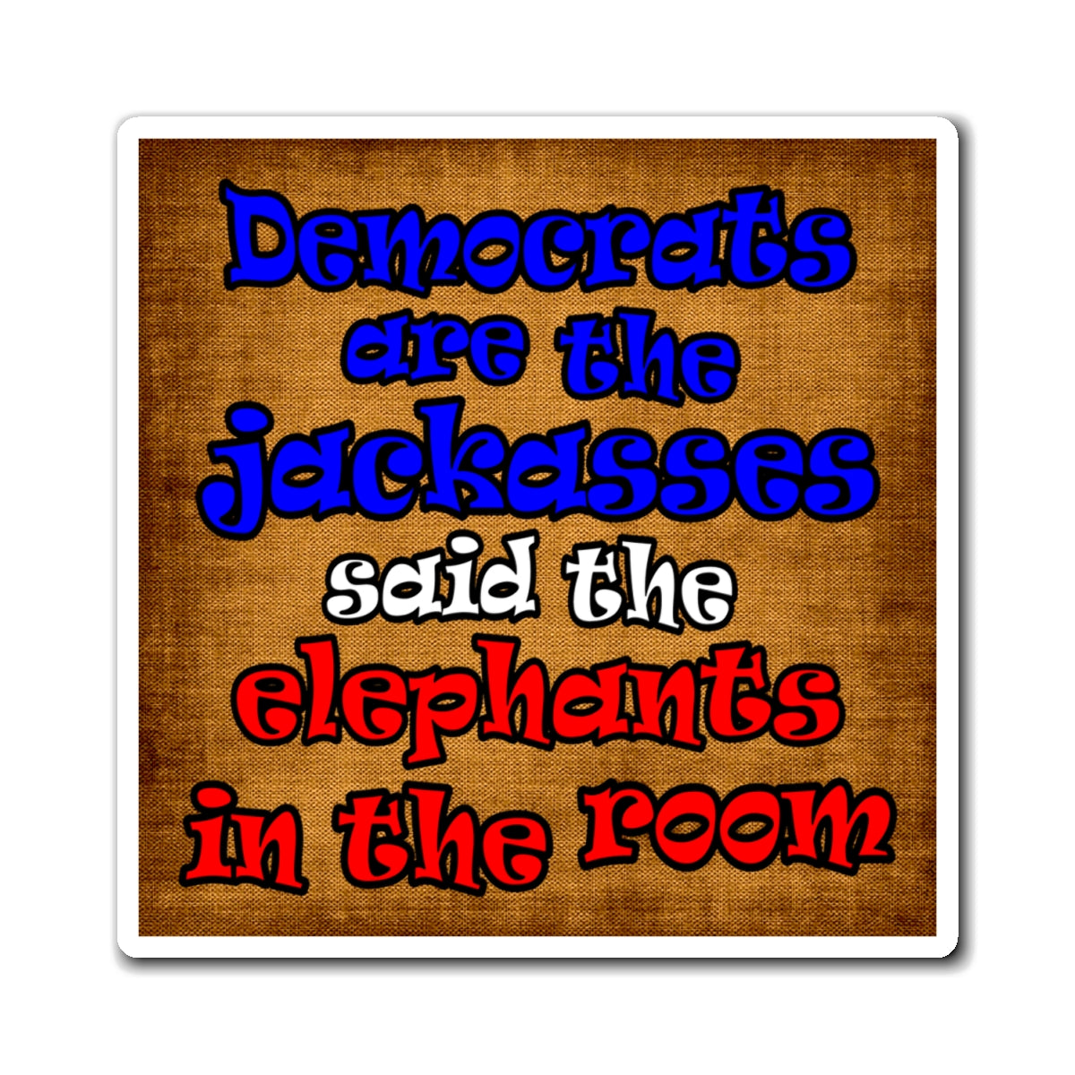 donkeys and elephants - Magnets - (brown papyrus)