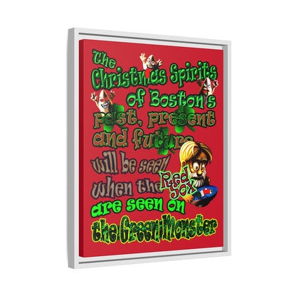 christmas spirits of boston - framed canvas art (dark red)