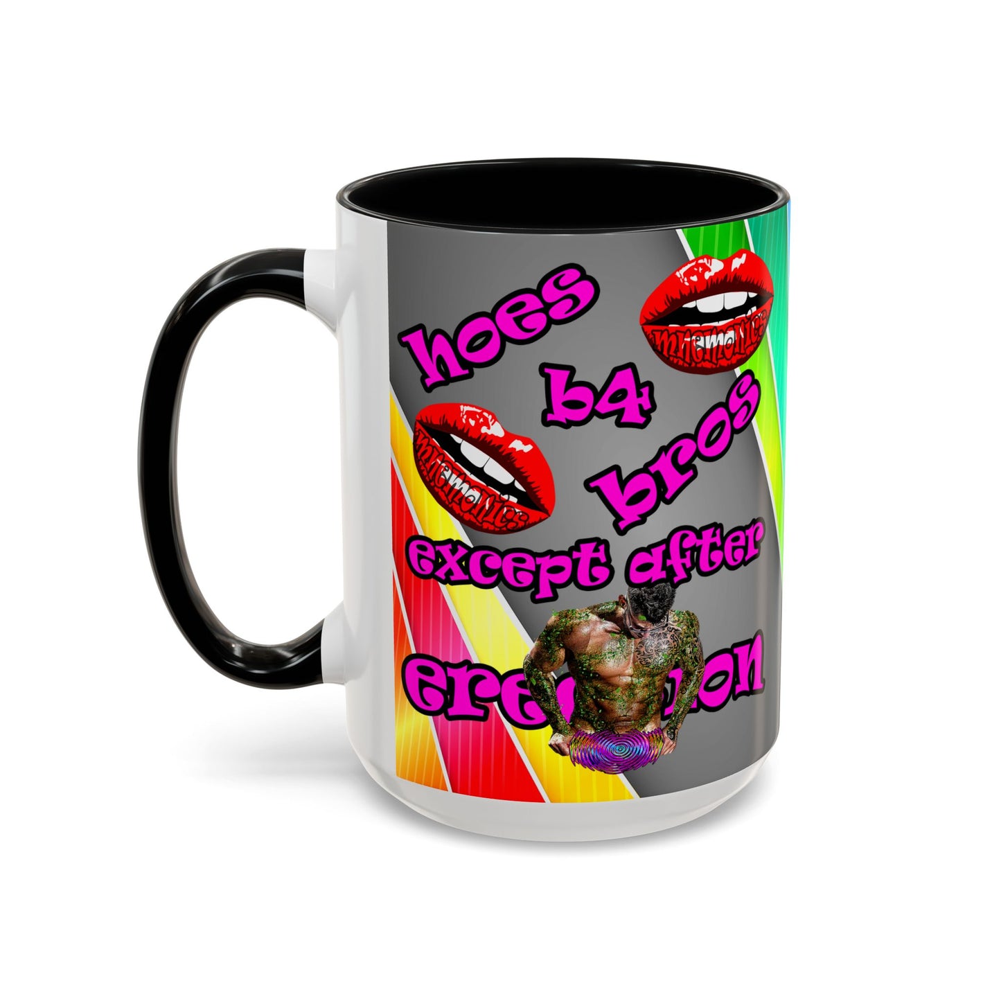 hoes b4 bros - Accent Mug (rainbow split)