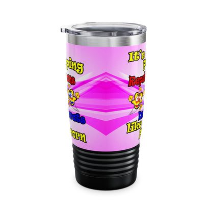 popping like popcorn - Ringneck Tumbler, 20oz (light blue-pink wave)