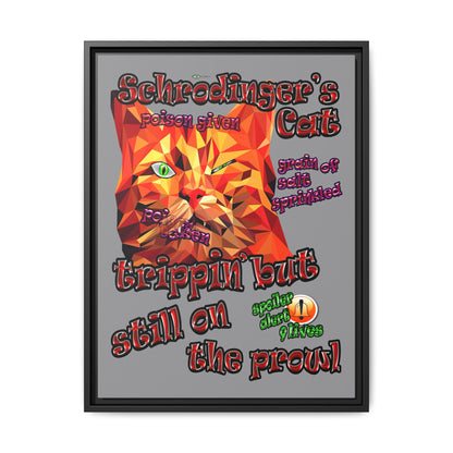 schrodinger's cat - framed canvas art (grey)