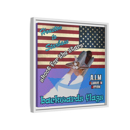 shoot for the stars - framed canvas art (light blue-purple wave)