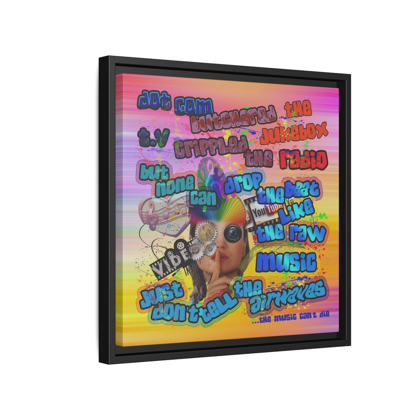 drop the beat - framed canvas art (color blur)