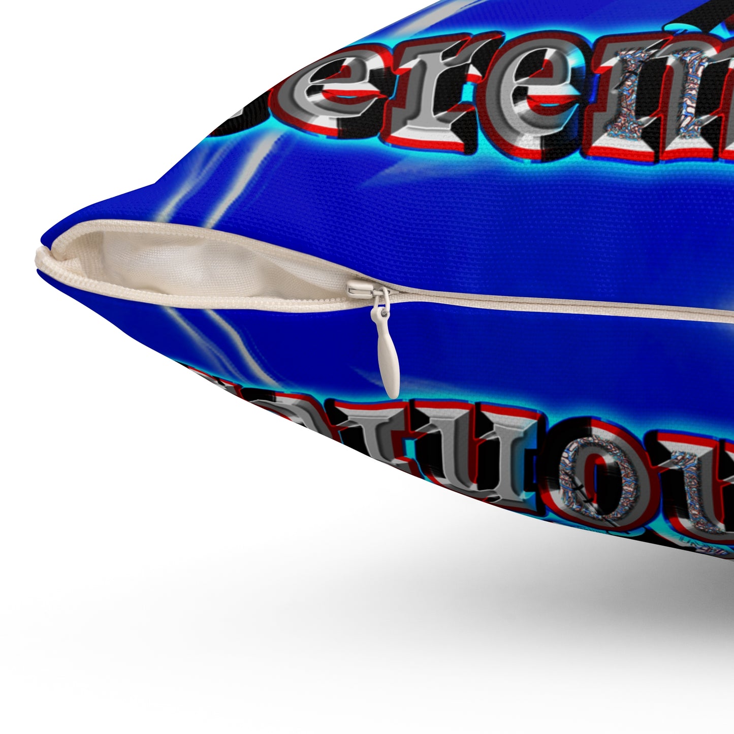 em cee squared - Spun Polyester Square Pillow - (blue-white wave)