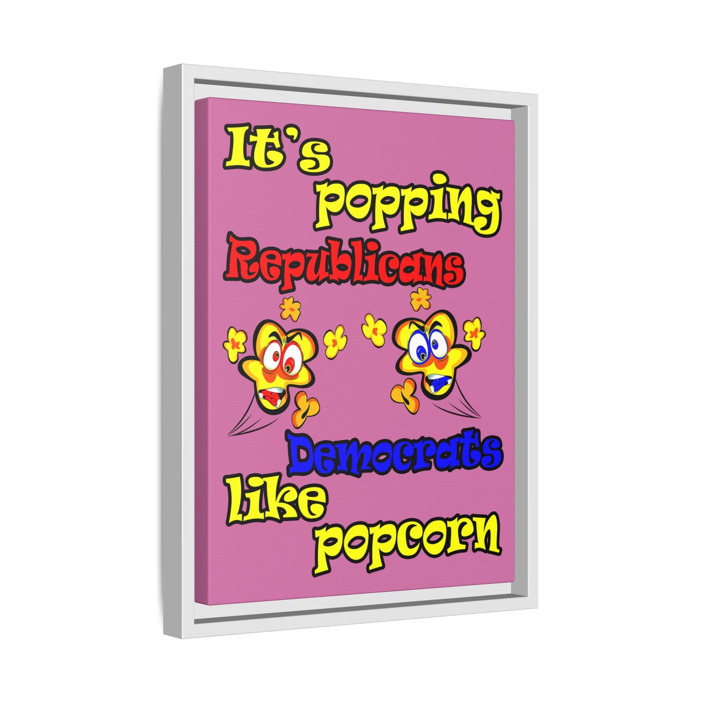 popping like popcorn - framed canvas art (light pink)