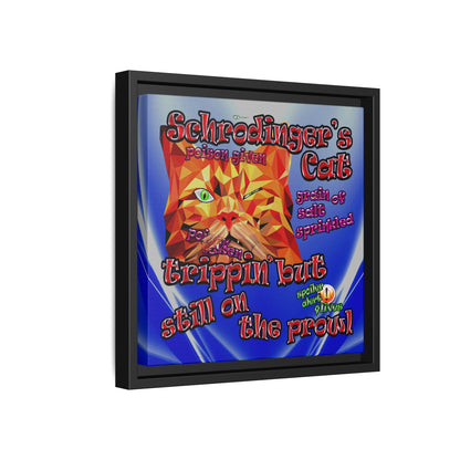 schrodinger's cat - framed canvas art (blue-white wave)