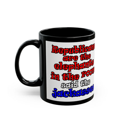 donkeys and elephants - Black Mug (white)