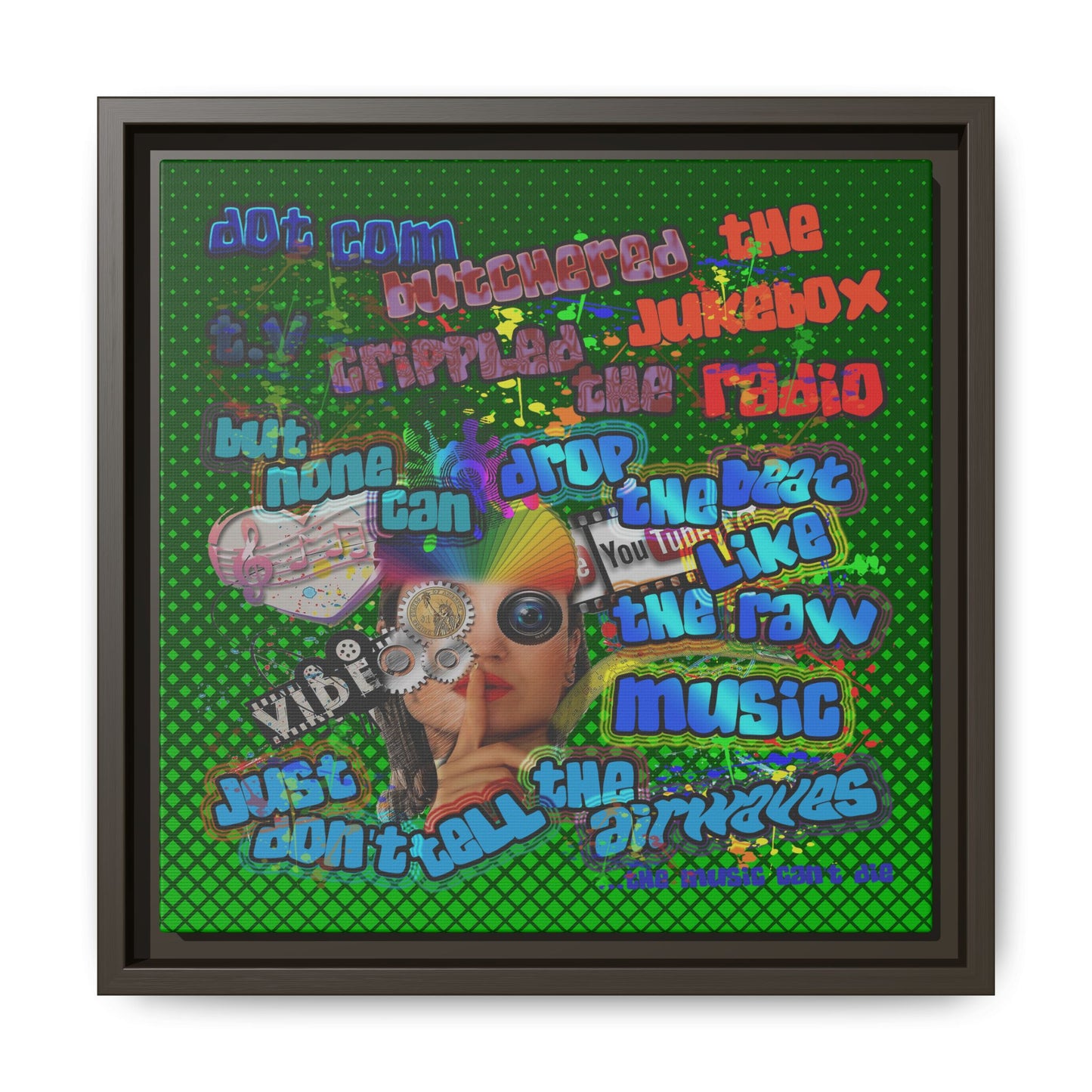 drop the beat - framed canvas art (logo green)