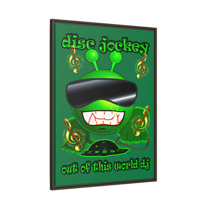 disc jockey - framed canvas art (dark green)