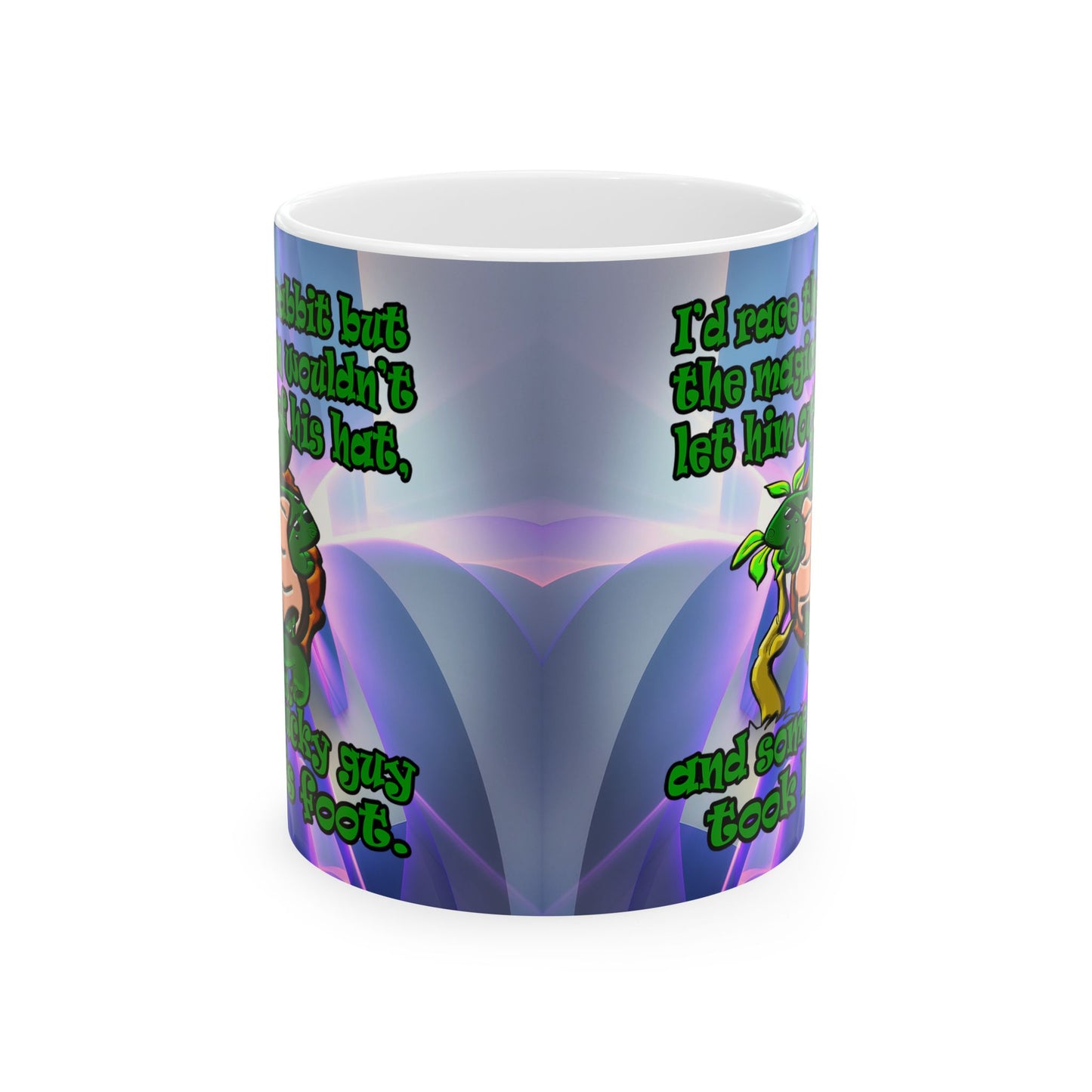 turtle race - White Mug (grey-pink wave)