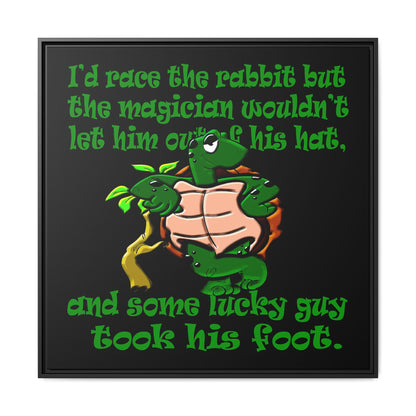 turtle race - framed canvas art (black)