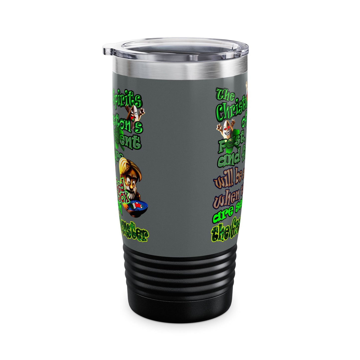 christmas spirits of boston - Ringneck Tumbler, 20oz (dark grey)