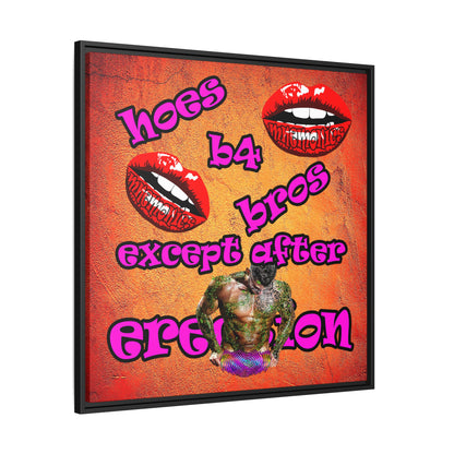 hoes b4 bros - framed canvas art (burnt orange)