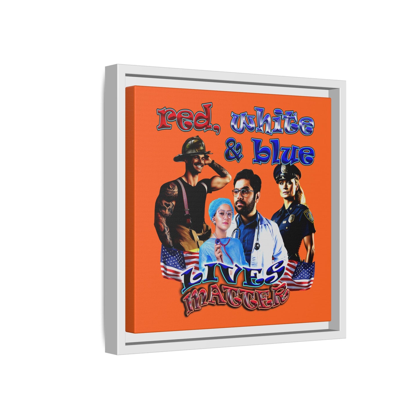 rw&b lives matter - framed canvas art (orange)