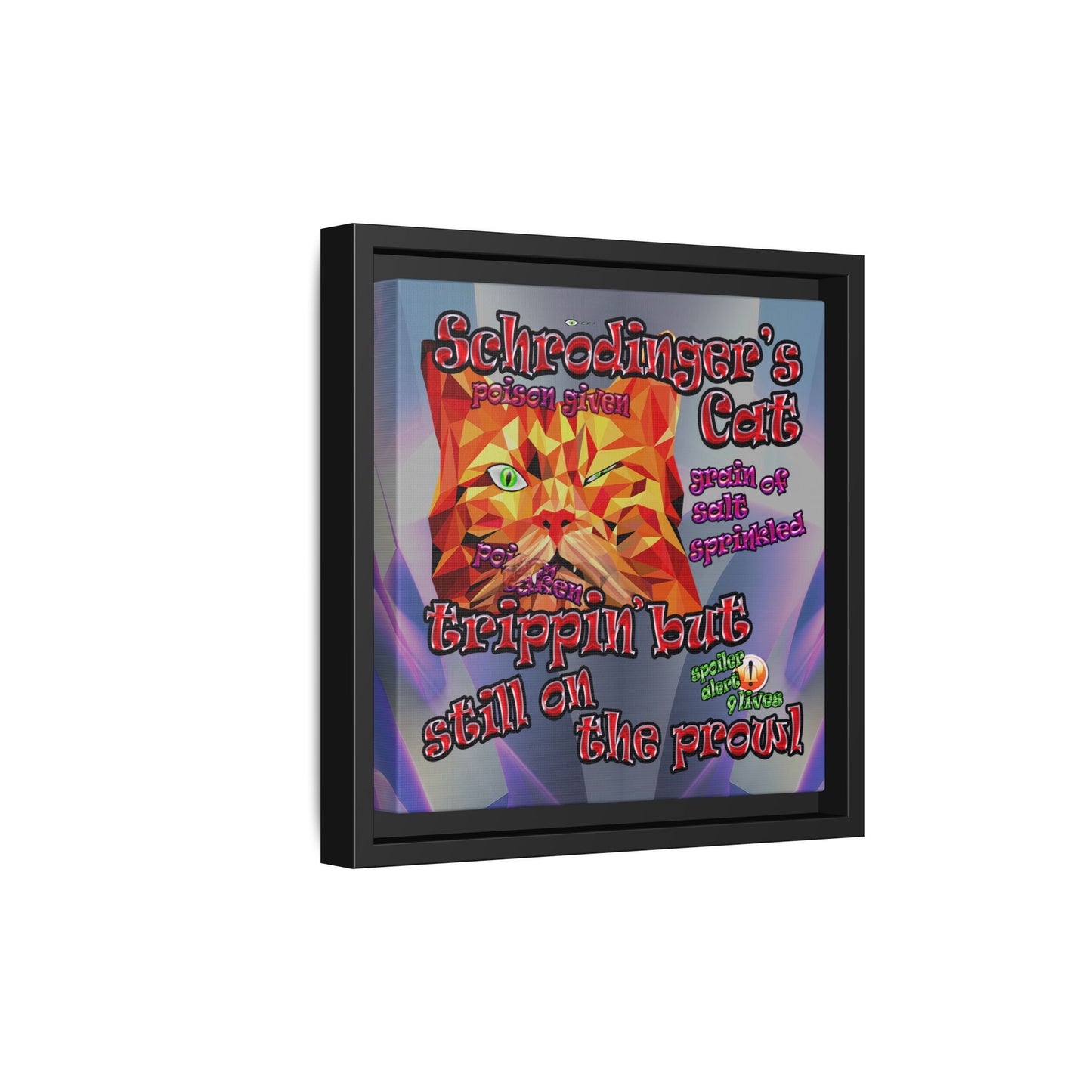 schrodinger's cat - framed canvas art (grey-pink wave)