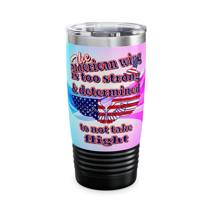 american wing - Ringneck Tumbler, 20oz (light blue-pink wave)