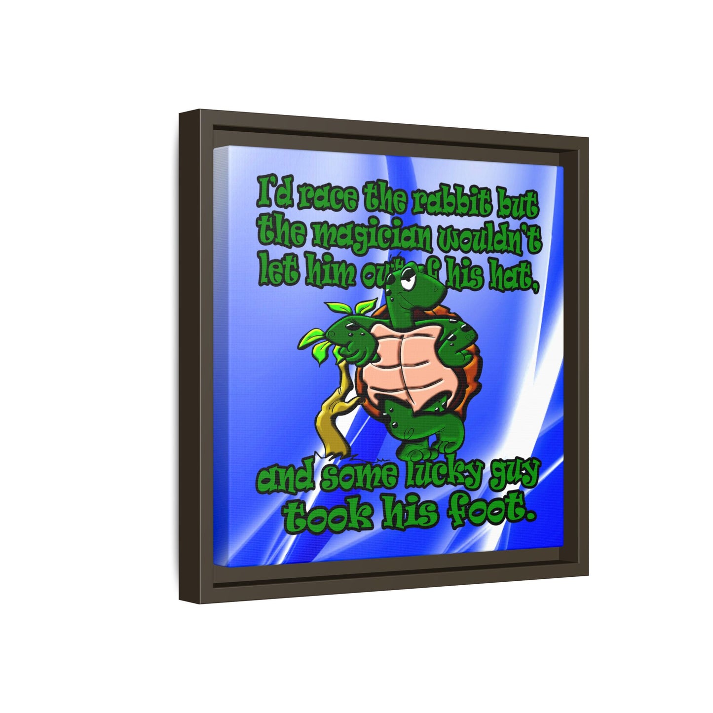 turtle race - framed canvas art (blue-white wave)