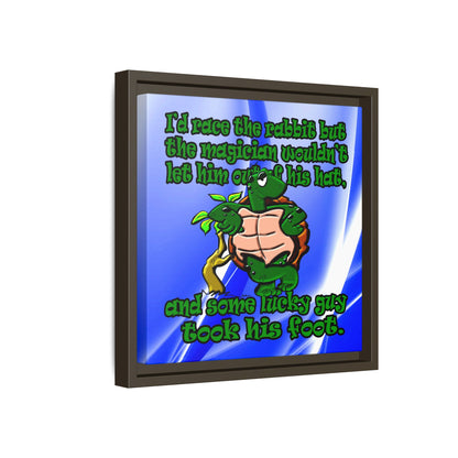 turtle race - framed canvas art (blue-white wave)