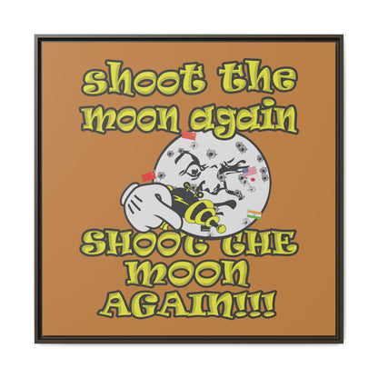 shoot the moon again - framed canvas art (light brown)