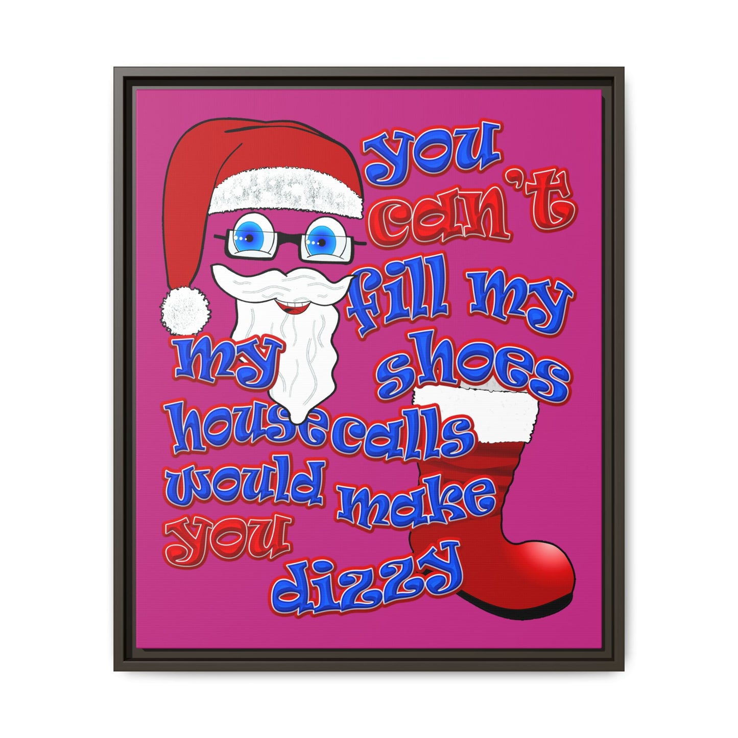 santa's shoes - framed canvas art (pink)