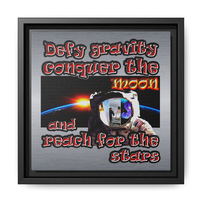 defy conquer reach - framed canvas art (brushed nickel)