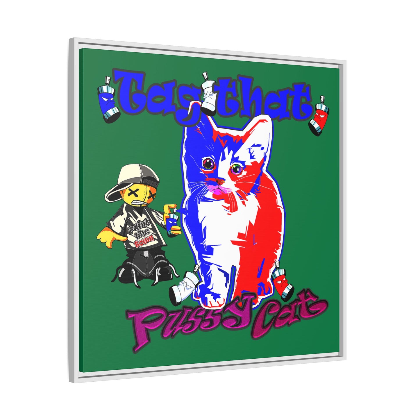 tag that - framed canvas art (dark green)