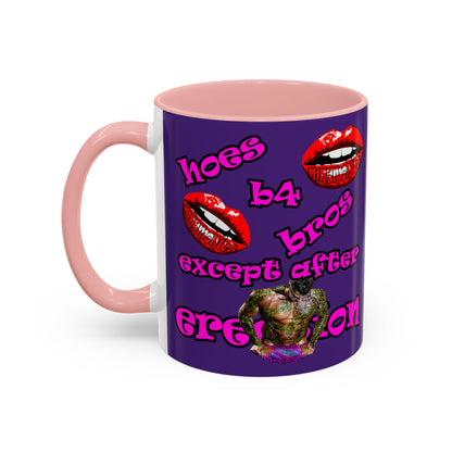 hoes b4 bros - Accent Mug (purple)