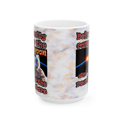defy conquer reach - White Mug (white marble)