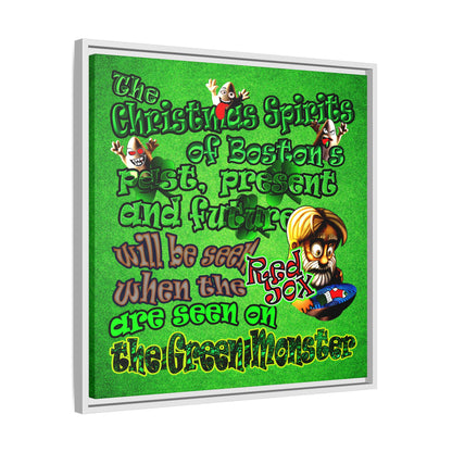christmas spirits of boston - framed canvas art (green turf)