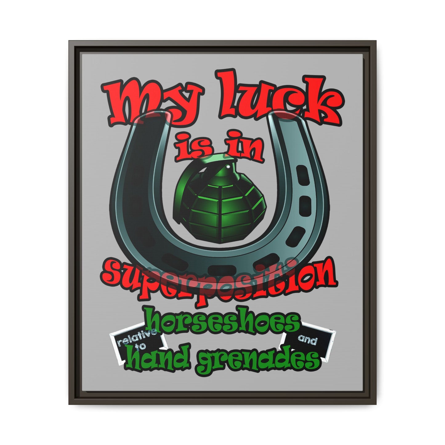 my luck - framed canvas art (light grey)
