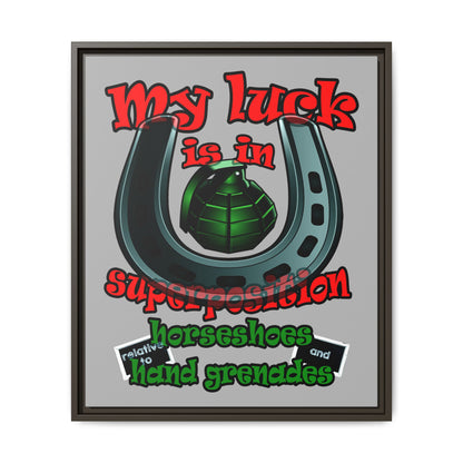 my luck - framed canvas art (light grey)