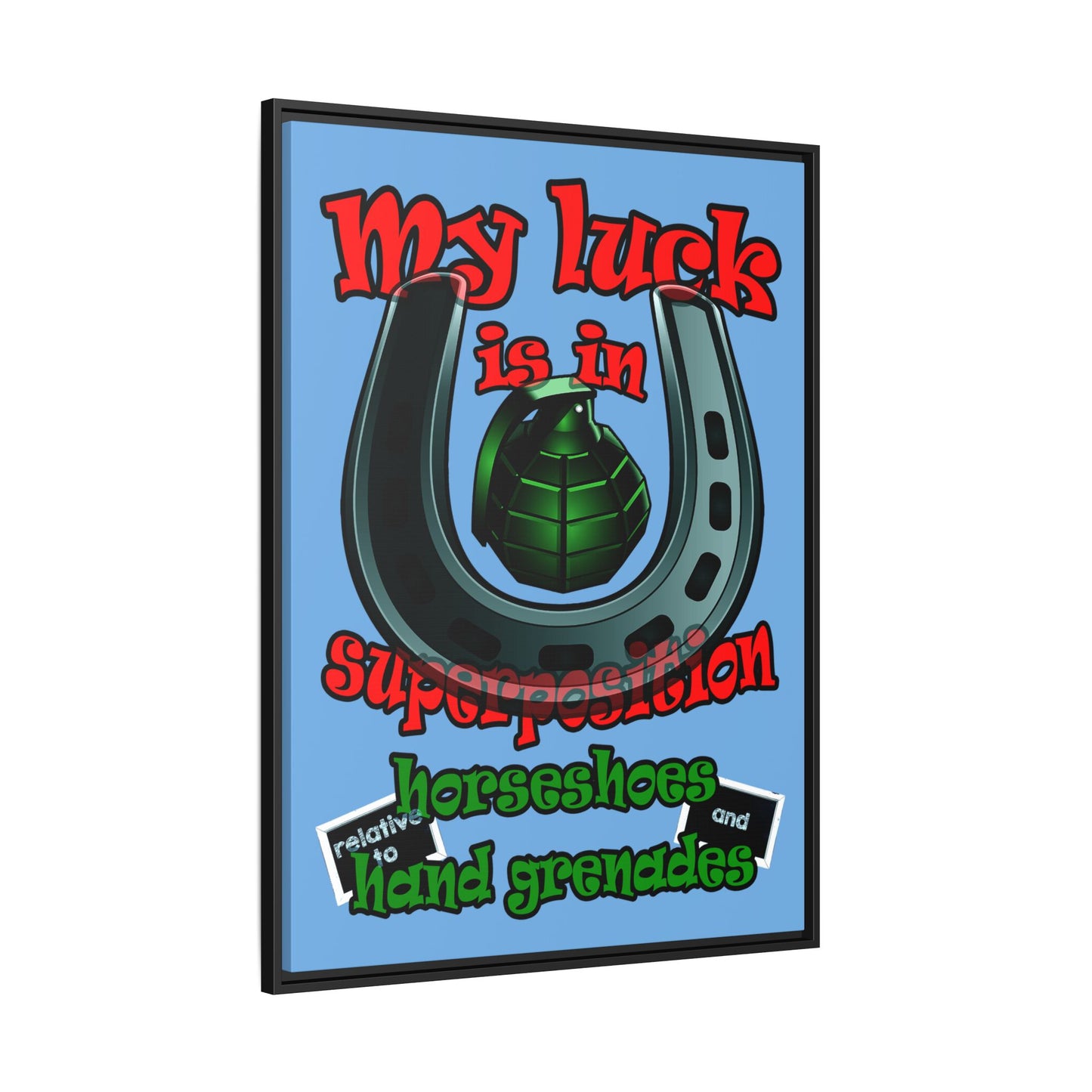 my luck - framed canvas art (light blue)