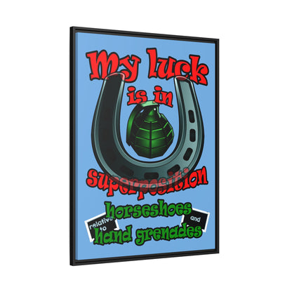 my luck - framed canvas art (light blue)