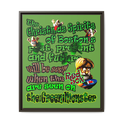 christmas spirits of boston - framed canvas art (green)