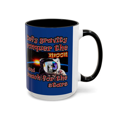 defy conquer reach - Accent Mug (dark blue)