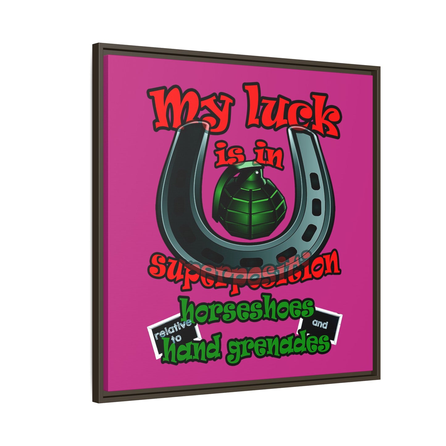 my luck - framed canvas art (pink)