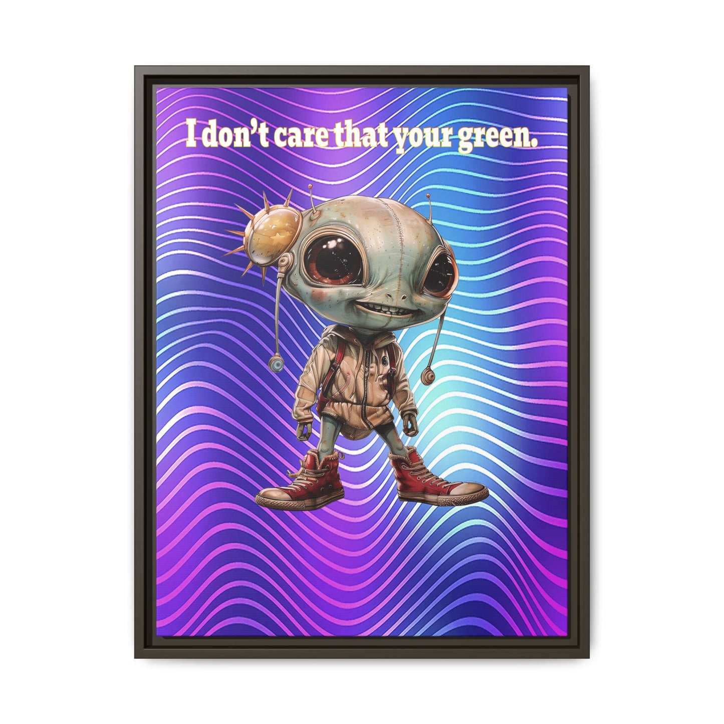 I don't care that your green - framed canvas art (purple wave)