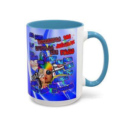 drop the beat - Accent Mug (blue-white wave)