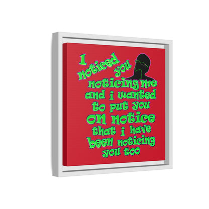 noticed you noticing - framed canvas art (dark red)