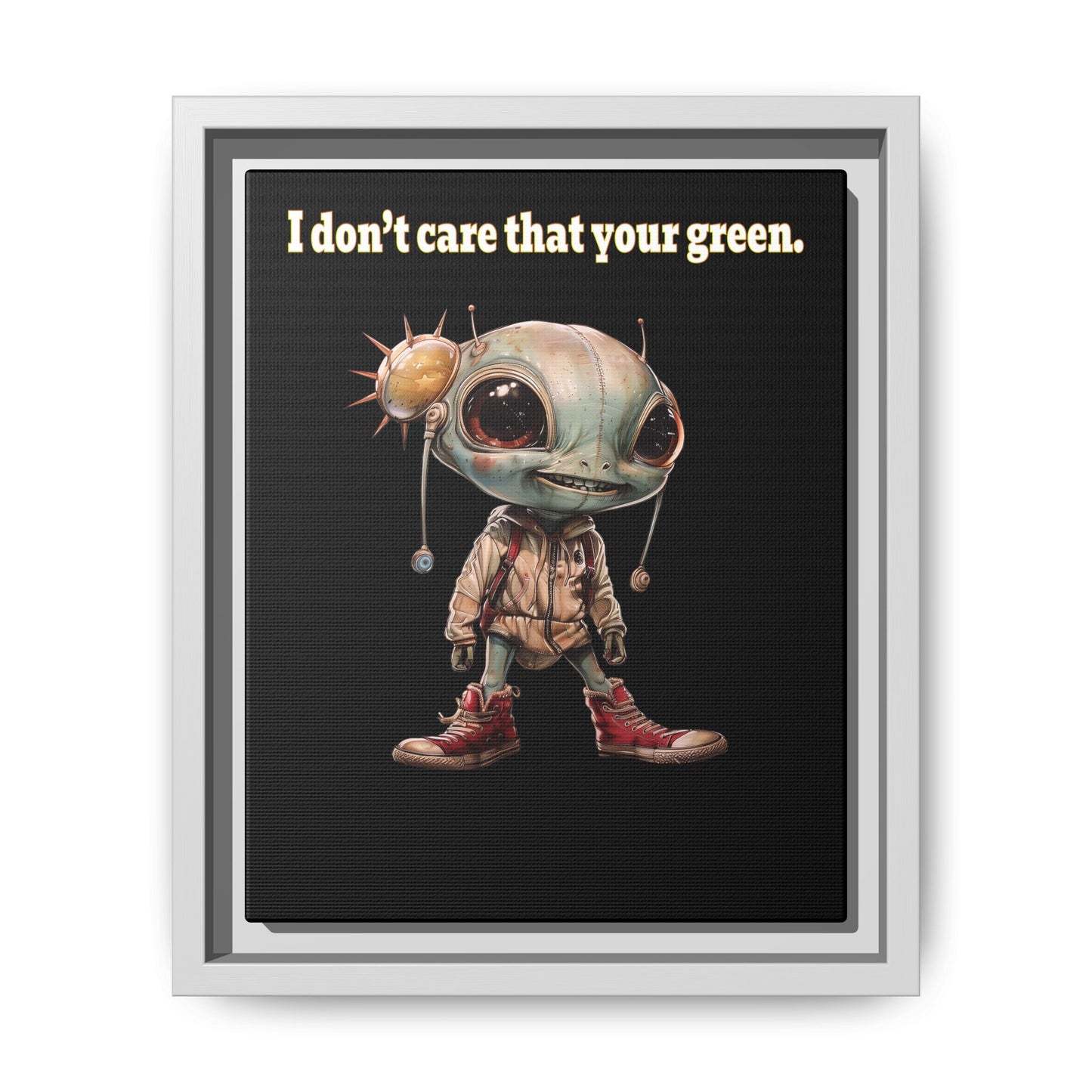 I don't care that your green - framed canvas art (black)