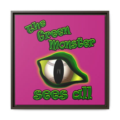 green monster - framed canvas art (pink)