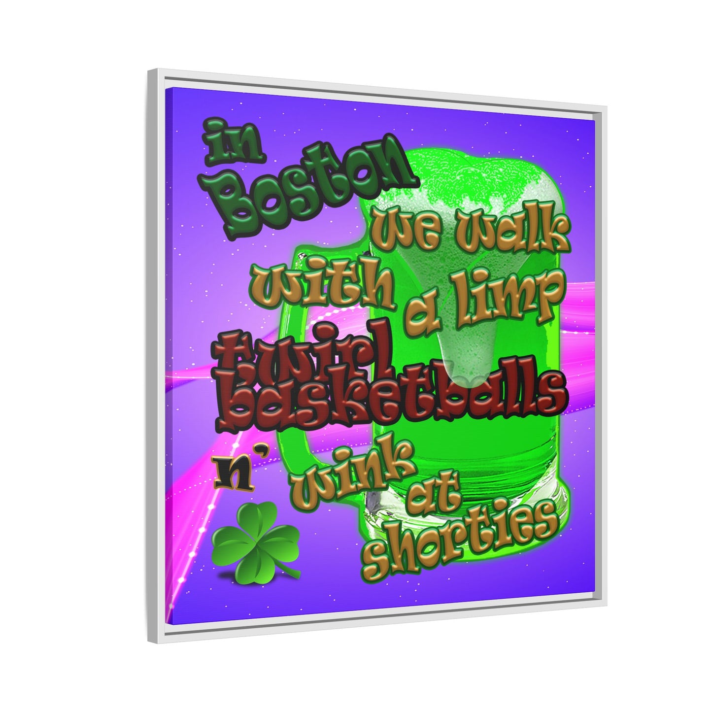celtics logo - framed canvas art (purple-pink wave)